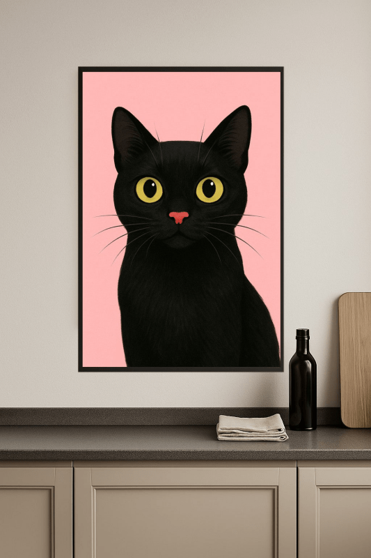 Druk Sztuki z Czarnym Kotem - CasaNookDecor