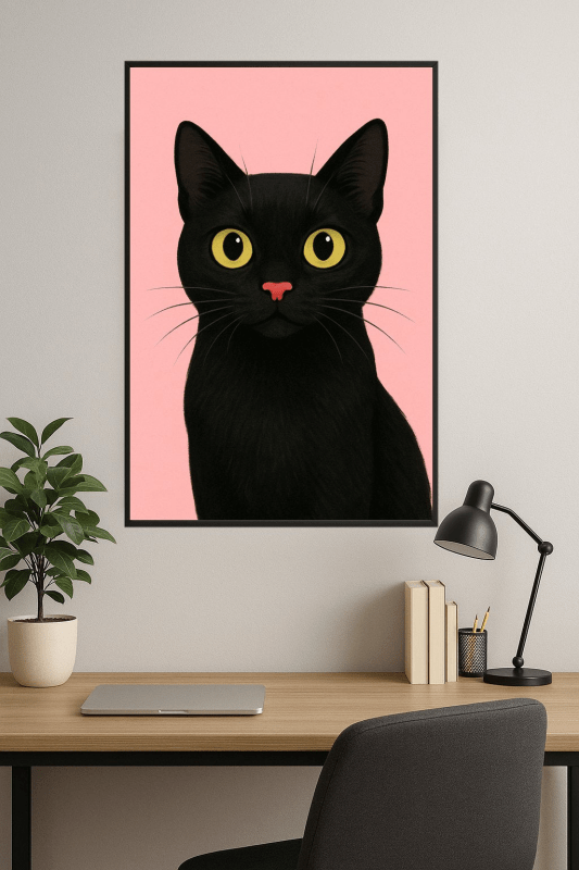 Druk Sztuki z Czarnym Kotem - CasaNookDecor