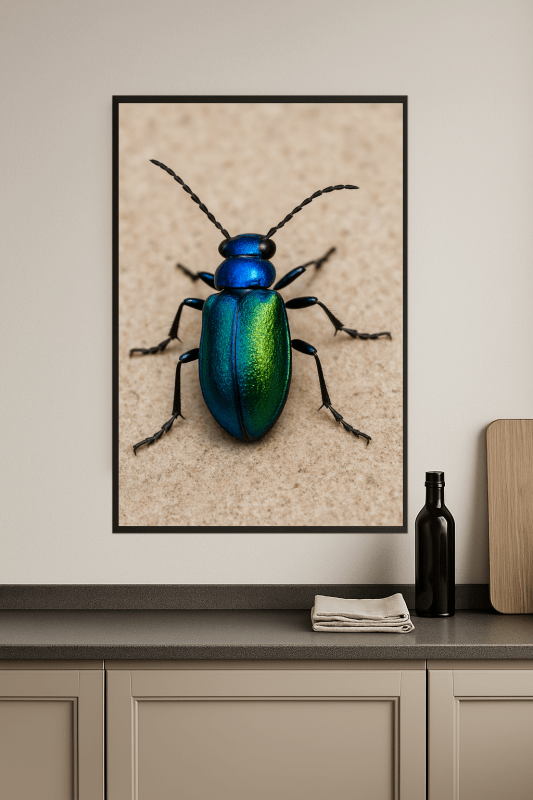 Druk Sztuki z Iridescencyjnym Chrząszczem - CasaNookDecor