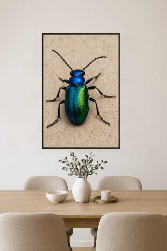 Druk Sztuki z Iridescencyjnym Chrząszczem - CasaNookDecor