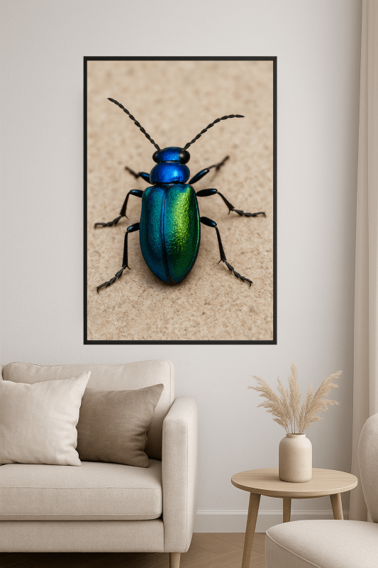 Druk Sztuki z Iridescencyjnym Chrząszczem - CasaNookDecor