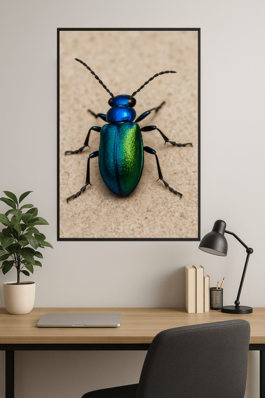 Druk Sztuki z Iridescencyjnym Chrząszczem - CasaNookDecor