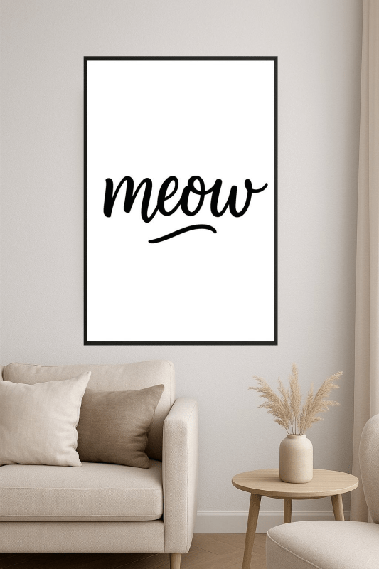 Drukowana Sztuka Ścienna 'Miau' - CasaNookDecor
