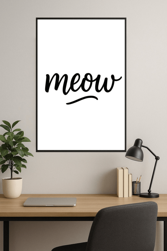 Drukowana Sztuka Ścienna 'Miau' - CasaNookDecor