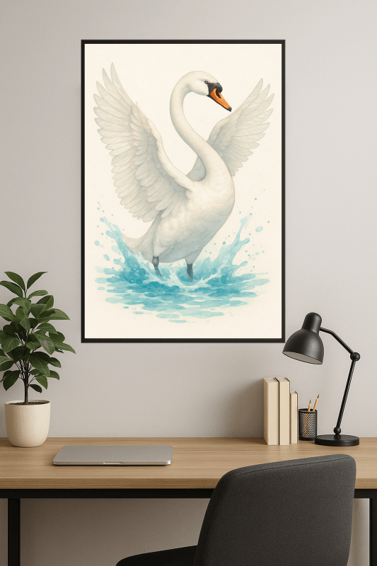 Elegancki Plakat Sztuki Białego Łabędzia - CasaNookDecor