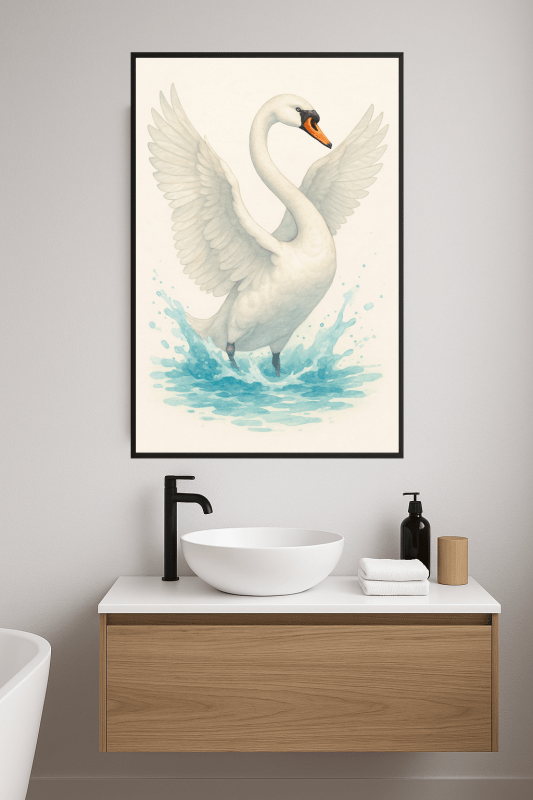 Elegancki Plakat Sztuki Białego Łabędzia - CasaNookDecor