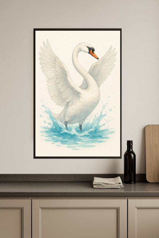 Elegancki Plakat Sztuki Białego Łabędzia - CasaNookDecor