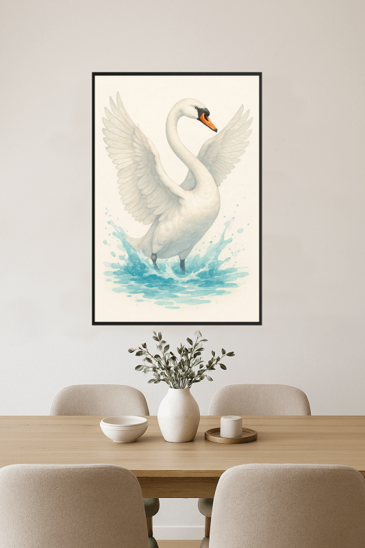 Elegancki Plakat Sztuki Białego Łabędzia - CasaNookDecor