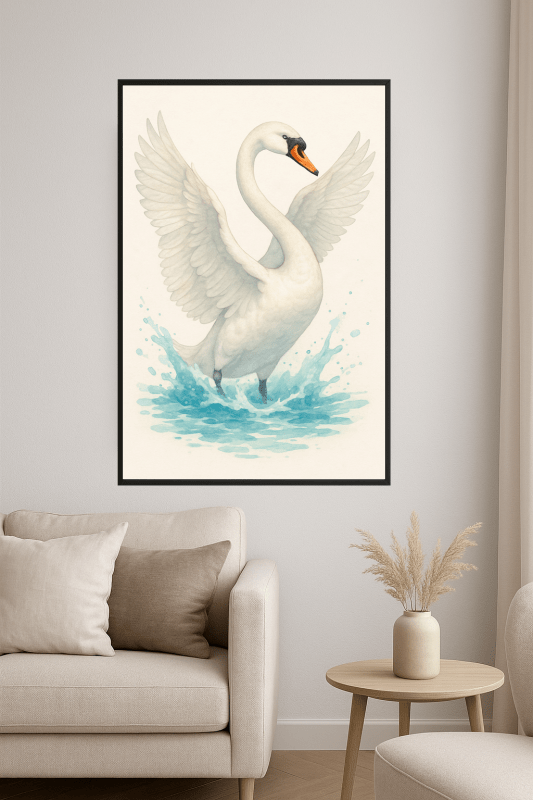 Elegancki Plakat Sztuki Białego Łabędzia - CasaNookDecor