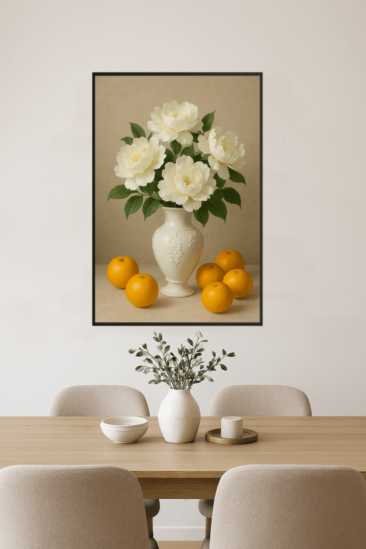 Elegancki Wazon Kwiatowy Z Pomarańczami - CasaNookDecor