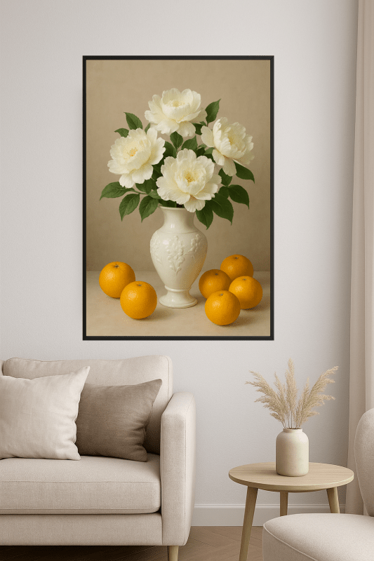 Elegancki Wazon Kwiatowy Z Pomarańczami - CasaNookDecor