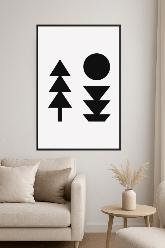 Geometriczna Sztuka Czarno - Biała - CasaNookDecor