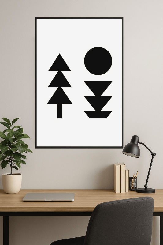 Geometriczna Sztuka Czarno - Biała - CasaNookDecor