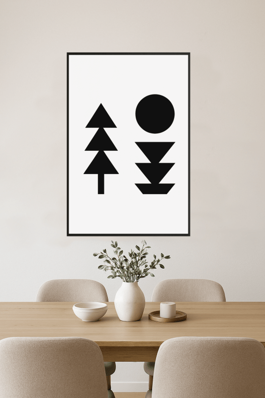 Geometriczna Sztuka Czarno - Biała - CasaNookDecor
