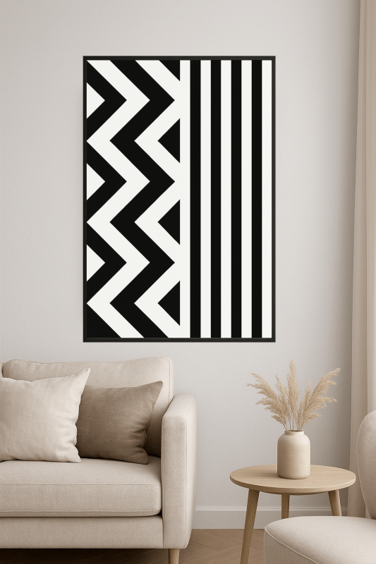 Geometrycznym czarno - białym wzór - CasaNookDecor