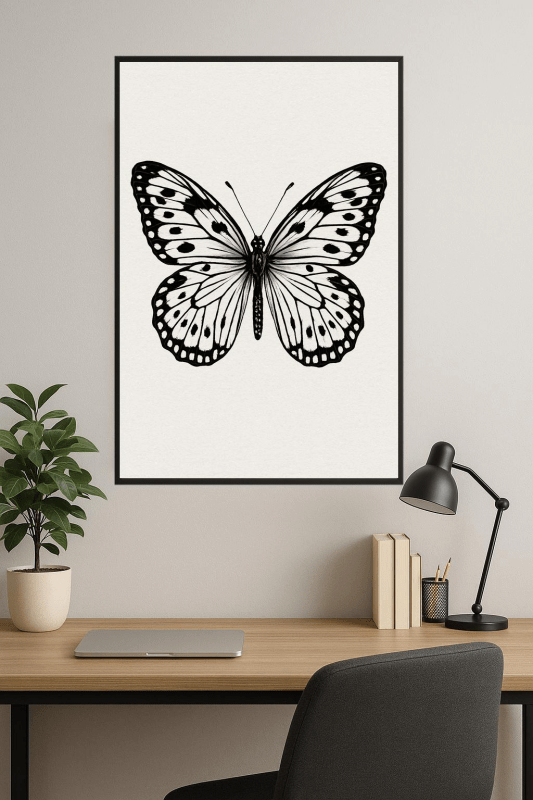 Ilustracja Motyla Czarno - Białego - CasaNookDecor
