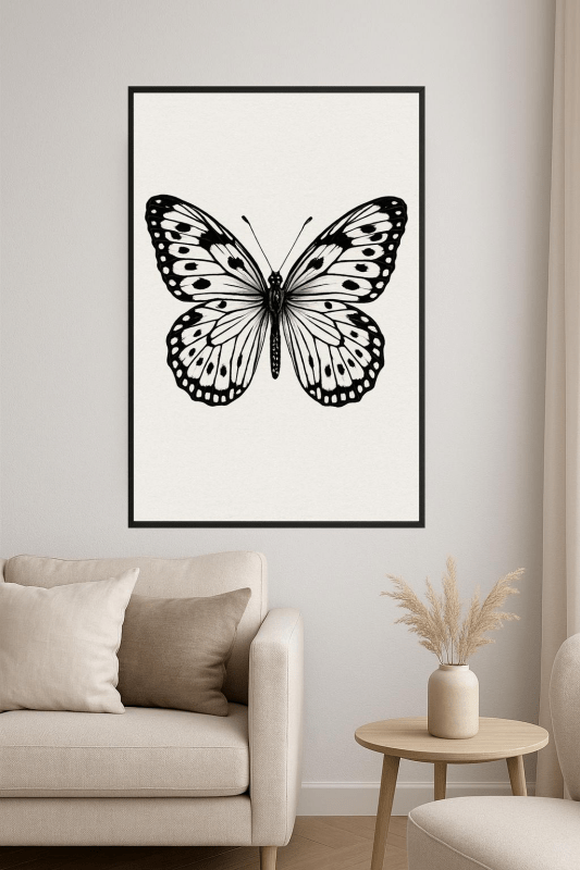Ilustracja Motyla Czarno - Białego - CasaNookDecor