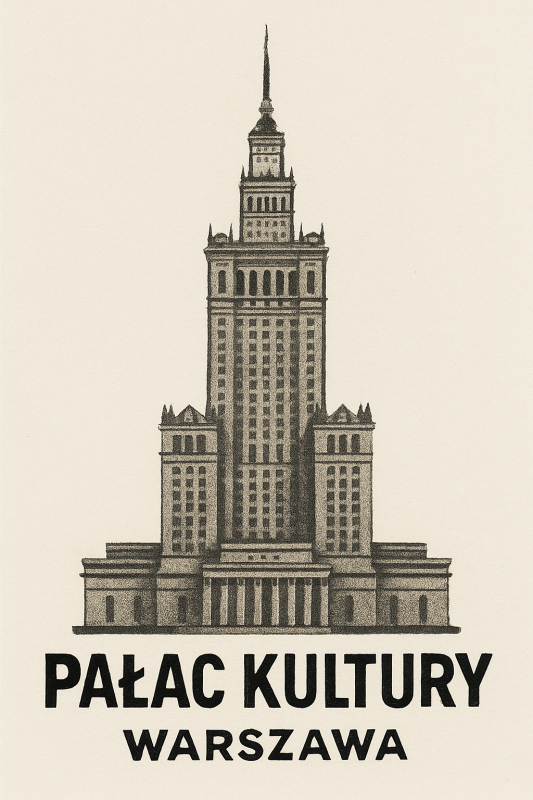 Ilustracja Pałacu Kultury w Warszawie - CasaNookDecor