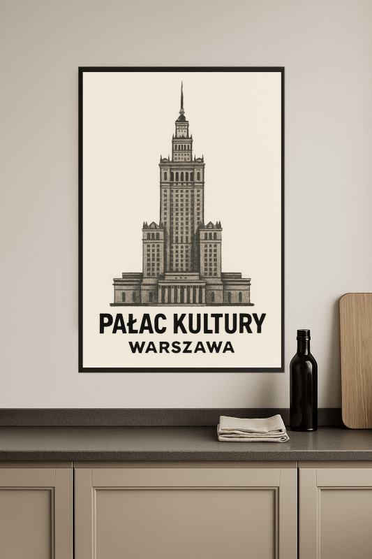 Ilustracja Pałacu Kultury w Warszawie - CasaNookDecor