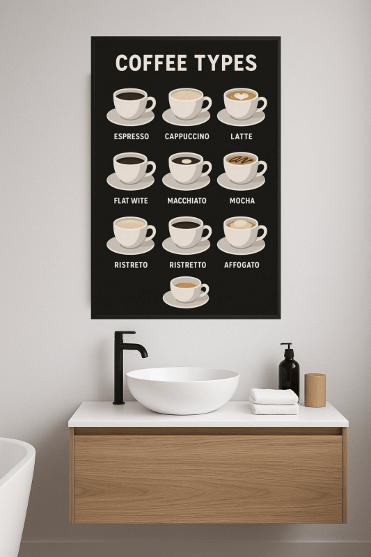 Ilustracja Rodzajów Kawy - CasaNookDecor