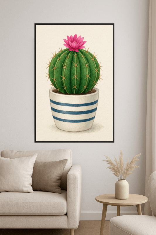 Kaktus W Paskowanym Doniczce - CasaNookDecor