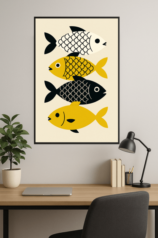Kolorowa Stylizowana Sztuka Ryb - CasaNookDecor