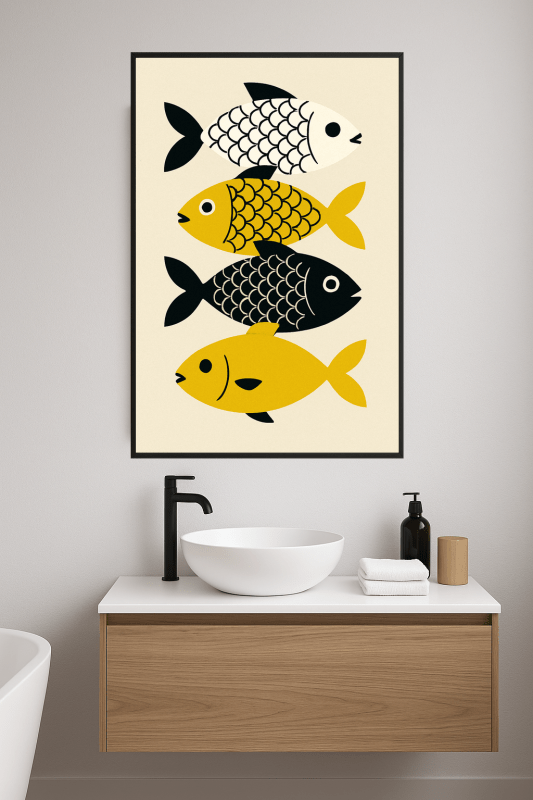 Kolorowa Stylizowana Sztuka Ryb - CasaNookDecor