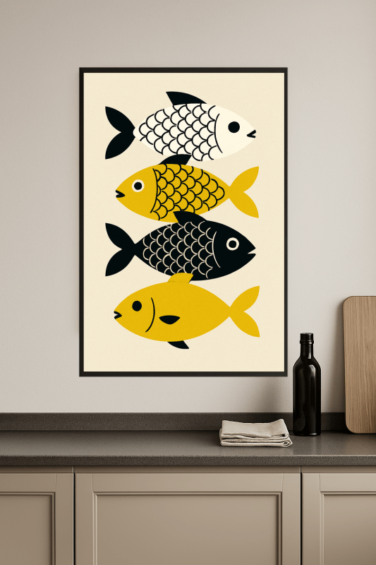 Kolorowa Stylizowana Sztuka Ryb - CasaNookDecor