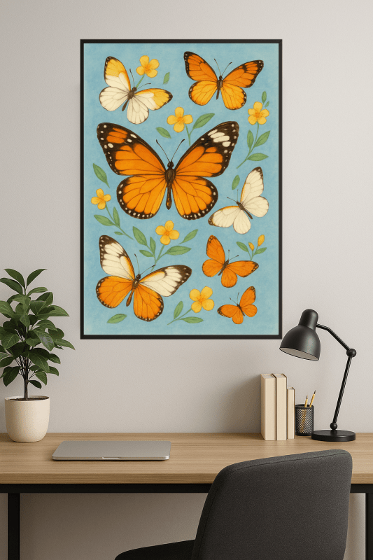 Kolorowa Sztuka Ścienna z Motylami - CasaNookDecor
