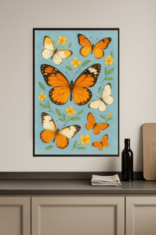 Kolorowa Sztuka Ścienna z Motylami - CasaNookDecor
