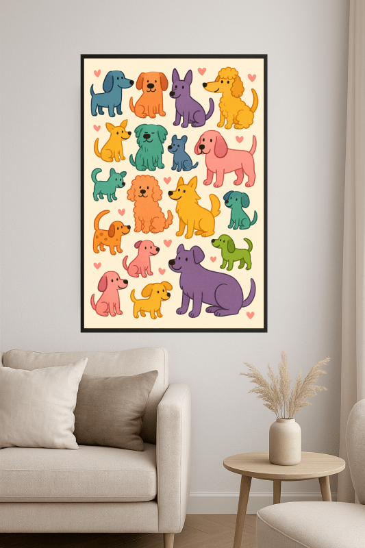 Kolorowe Rysunkowe Psy Wzór - CasaNookDecor