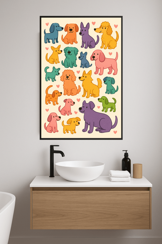 Kolorowe Rysunkowe Psy Wzór - CasaNookDecor