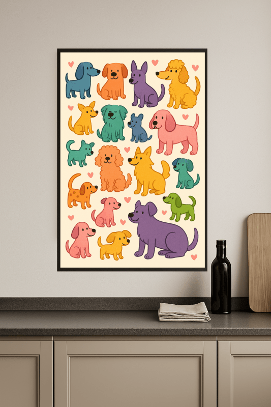 Kolorowe Rysunkowe Psy Wzór - CasaNookDecor