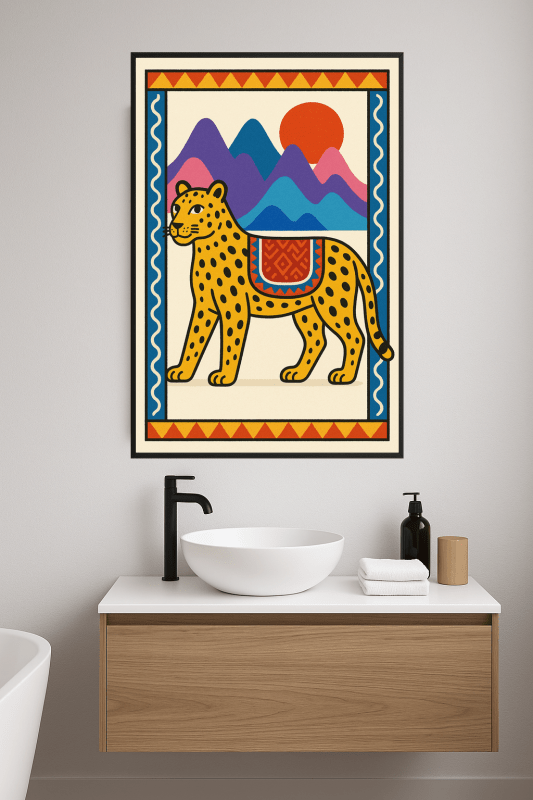 Kolorowy Druk Sztuki z Lampartem - CasaNookDecor