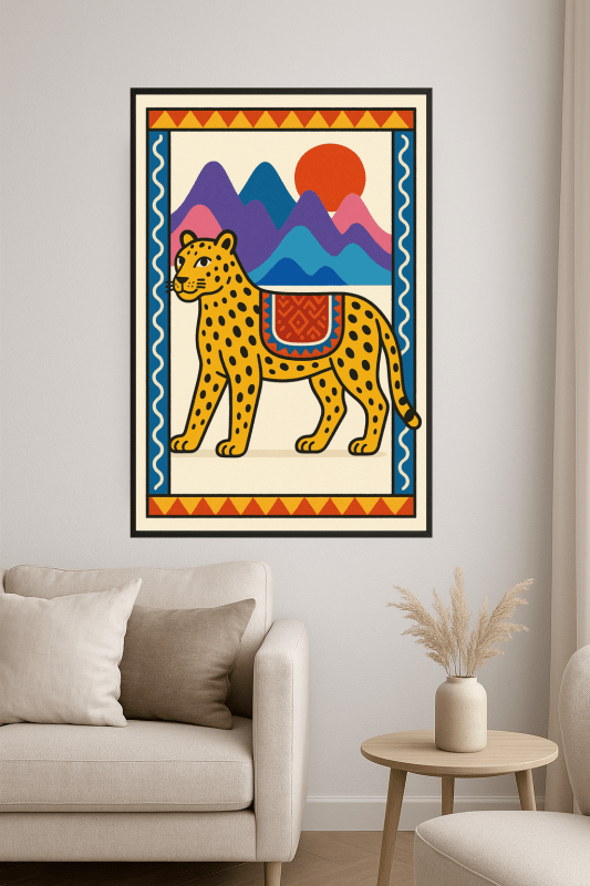 Kolorowy Druk Sztuki z Lampartem - CasaNookDecor