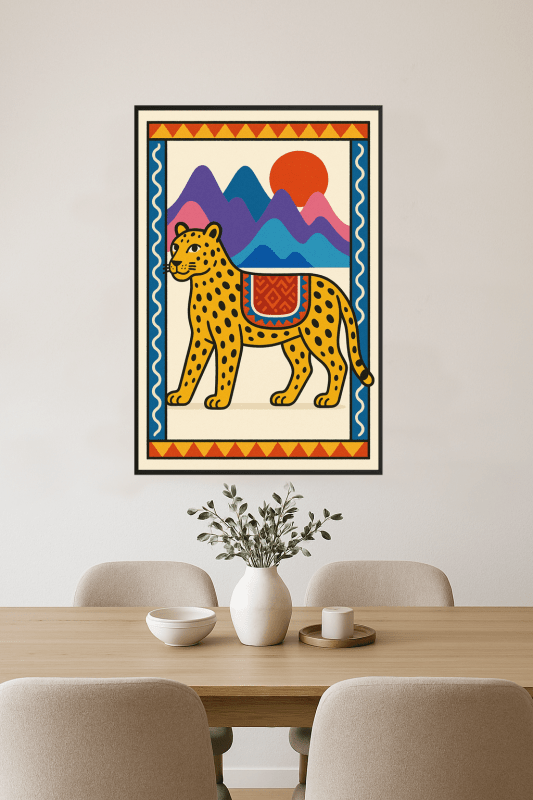 Kolorowy Druk Sztuki z Lampartem - CasaNookDecor