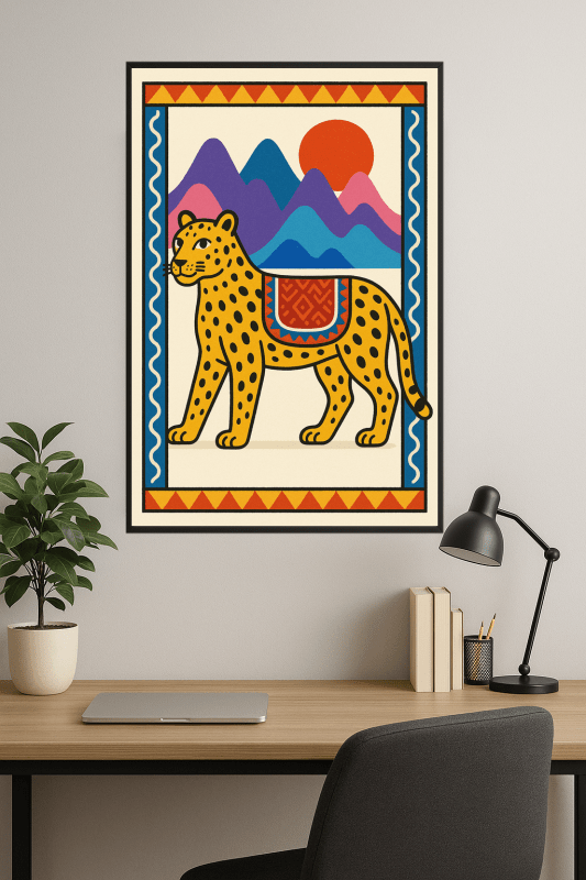 Kolorowy Druk Sztuki z Lampartem - CasaNookDecor