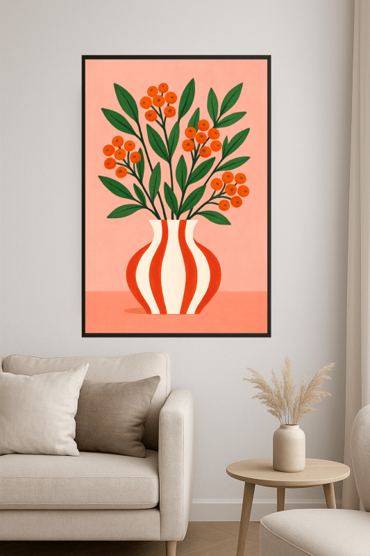 Kolorowy Wazon Z Liśćmi I Jagodami - CasaNookDecor