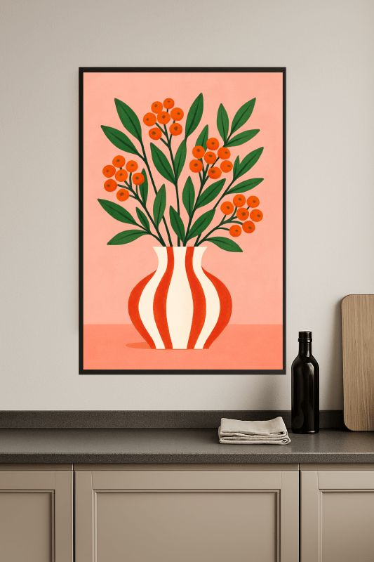 Kolorowy Wazon Z Liśćmi I Jagodami - CasaNookDecor