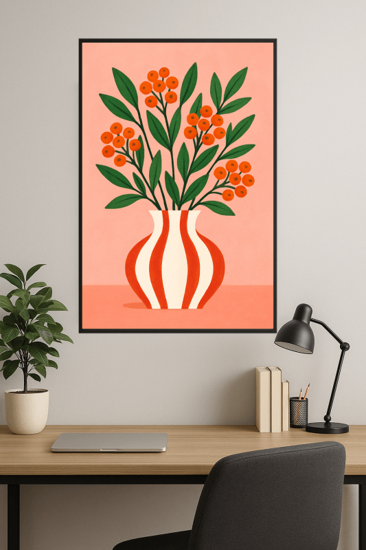 Kolorowy Wazon Z Liśćmi I Jagodami - CasaNookDecor