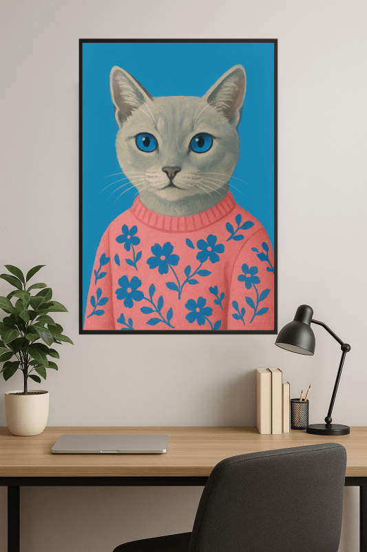Kot W Różowym Swetrze - Portret - CasaNookDecor