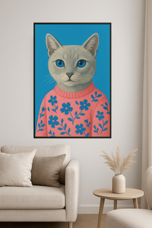 Kot W Różowym Swetrze - Portret - CasaNookDecor