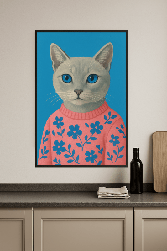 Kot W Różowym Swetrze - Portret - CasaNookDecor