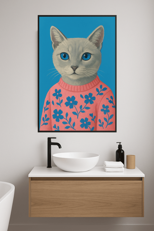 Kot W Różowym Swetrze - Portret - CasaNookDecor