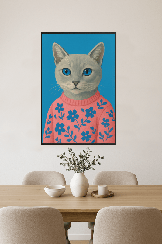 Kot W Różowym Swetrze - Portret - CasaNookDecor