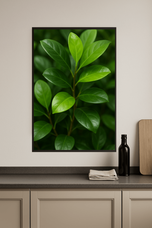 Lśniący Zielony Wzór Roślinny - CasaNookDecor