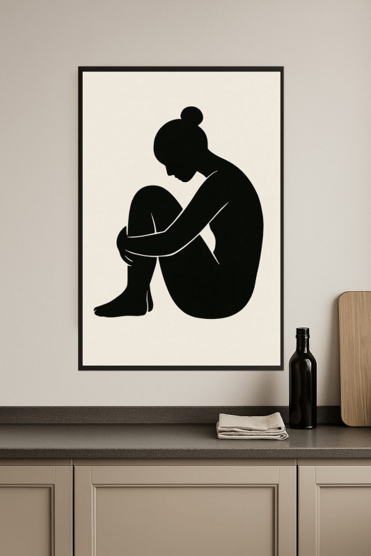 Minimalistyczna Sylwetka Siedzącej Postaci - CasaNookDecor