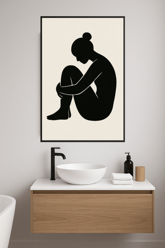 Minimalistyczna Sylwetka Siedzącej Postaci - CasaNookDecor