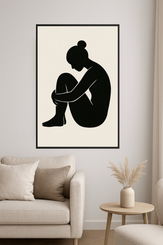 Minimalistyczna Sylwetka Siedzącej Postaci - CasaNookDecor
