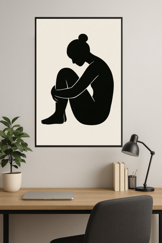 Minimalistyczna Sylwetka Siedzącej Postaci - CasaNookDecor